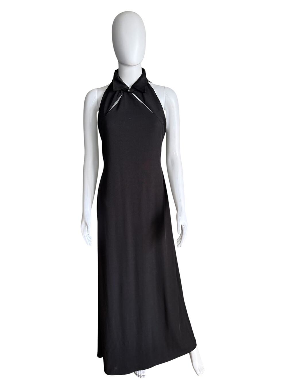 Kathryn Dianos Black Halter Maxi Dress Keyhole Neck Size 6